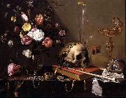 Vanitas - Still Life with Bouquet and Skull